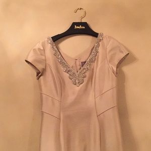 Theia Beige Couture Dress with Beads Size 12